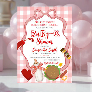 Invitation de baby shower Babyq à carreaux avec nœ
