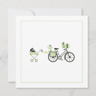 Invitation de baby shower - bicyclette et voiture