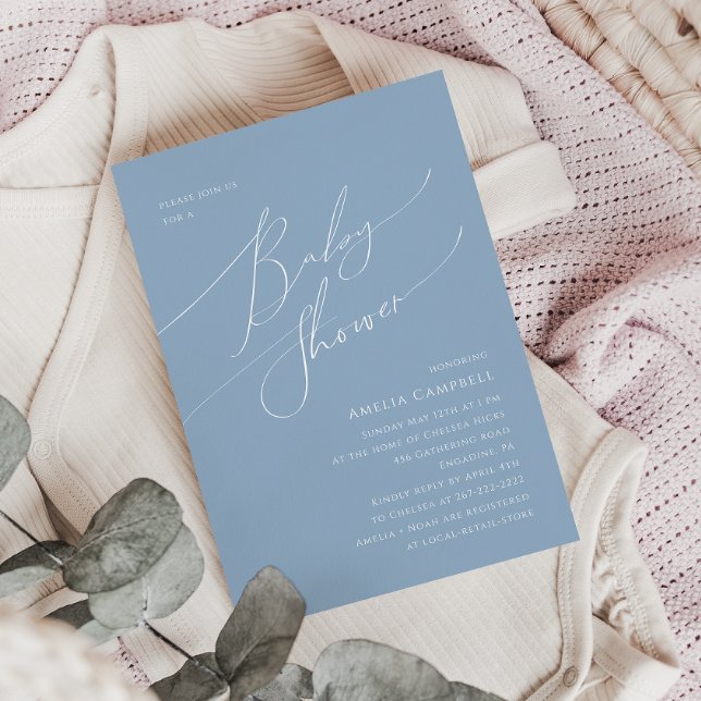 Invitation de Baby shower bleu blanc (Créateur téléchargé)