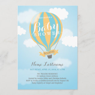 Invitation de Baby shower bleu bleu bleu jaune à a