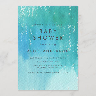 Invitation de Baby shower bleu lave aquarelle