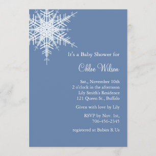 Invitation de Baby shower bleu neige compensé