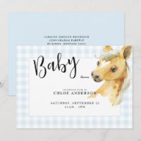 Invitation de Baby shower Blue En vichy Pony