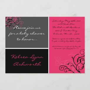 Invitation de Baby shower Bo Carré rose couleur 5x