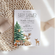 Invitation de Baby Shower Bohème Animaux de la For