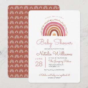 Invitation de Baby Shower Bohème Arc-en-ciel aux T
