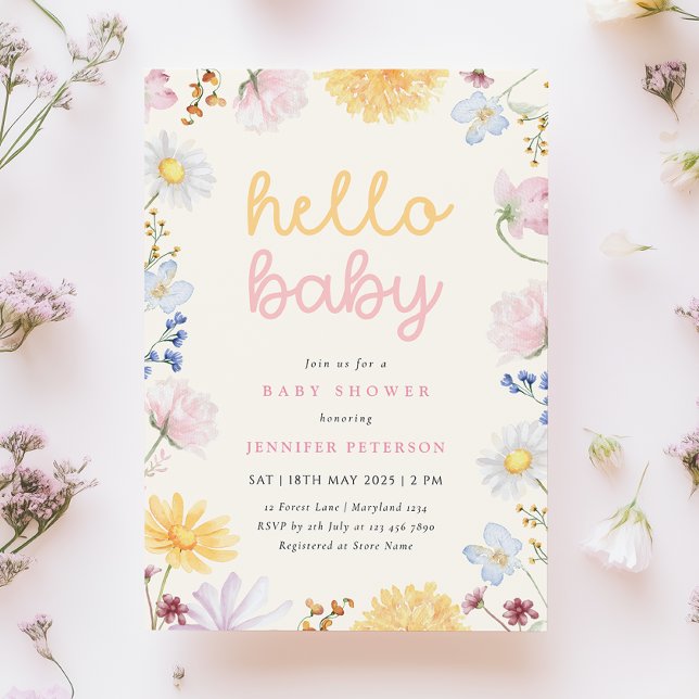 Invitation de Baby Shower Bohème Fleur Sauvage (Créateur téléchargé)