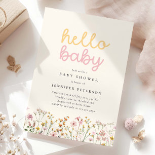 Invitation de Baby Shower Bohème Fleur Sauvage
