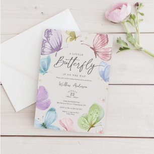 Invitation de Baby Shower Bohème Papillon