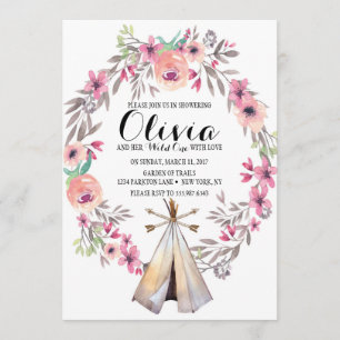 Invitation de Baby Shower Bohème Tribal avec Teepe