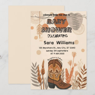 Invitation de baby shower Boho Cowboy Boots