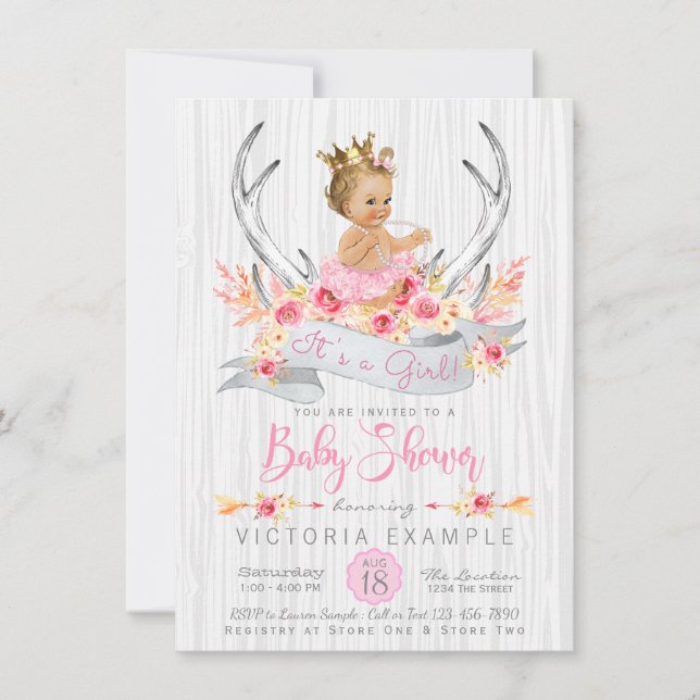Invitation de Baby shower Boho Princess Tribal Ant (Devant)