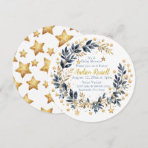 Invitation de Baby Shower Boho Stars Greenery