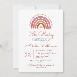 Invitation de Baby Shower Boho Tons Assourdis Arc-