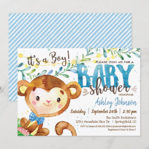 Invitation de Baby shower Boy Monkey