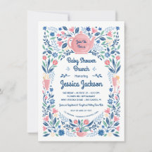 Invitation de baby shower brunch charmante rose