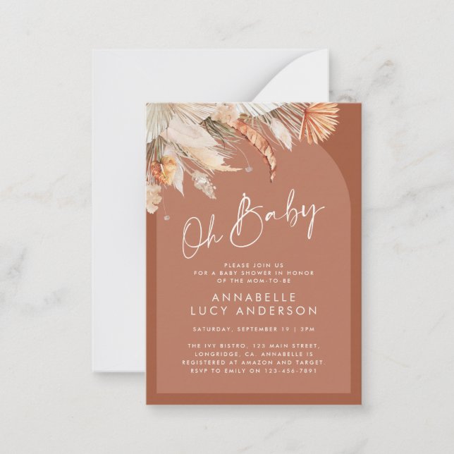 invitation de baby shower budget terracotta (Devant)
