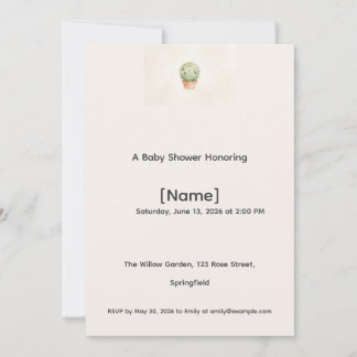 Invitation de baby shower Cactus Mini, modifiable