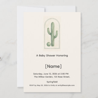 Invitation de baby shower Cactus, modifiable