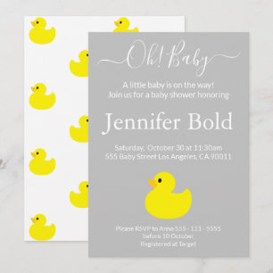 Invitation de Baby Shower Canard en Caoutchouc Jau