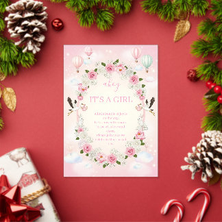 Invitation de baby shower "C'est une fille" à moti