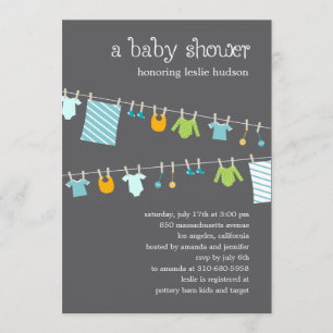 Invitation de Baby shower Chic Clothesline (Garçon