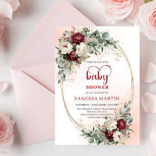 Invitation de Baby Shower Chic Fleurs Marsala