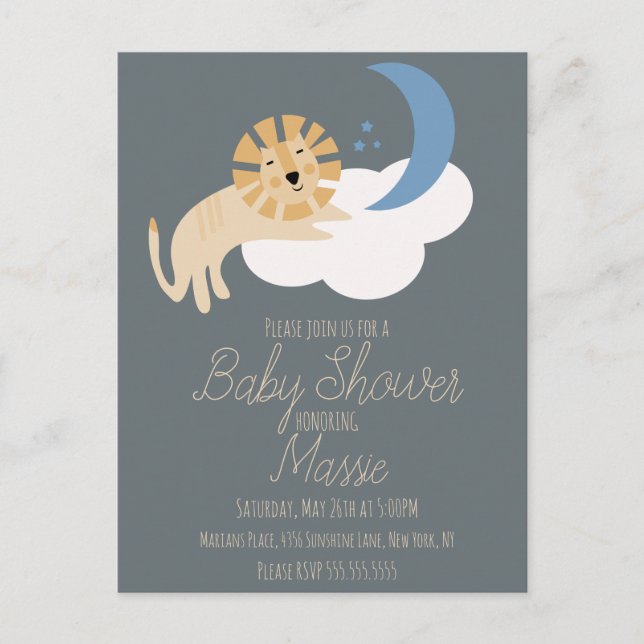 Invitation de Baby shower Cloud Lion Cute (Devant)