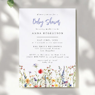 Invitation de baby shower colorée à motif de fleur