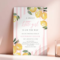 Invitation de Baby Shower Coquette Lemon Rose