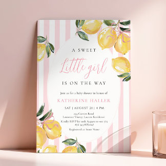 Invitation de Baby Shower Coquette Lemon Rose