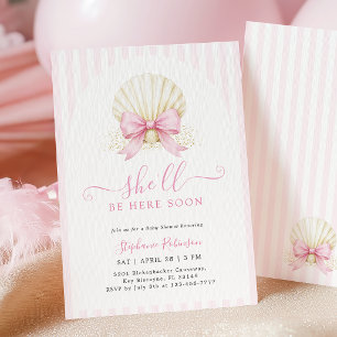 Invitation de Baby Shower Coquillage Rose