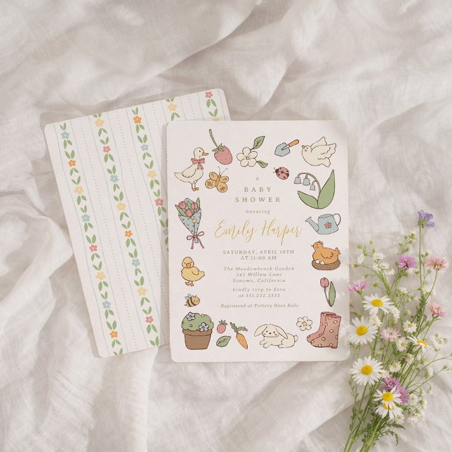 Invitation de Baby Shower Cottagecore Jardin de Pr (Créateur téléchargé)