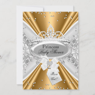 Invitation de Baby Shower Couronne de Princesse Or