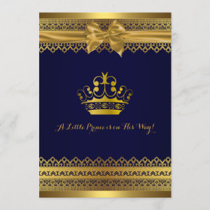 Invitation de Baby Shower Couronne Royale Bleue et