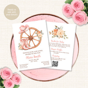 Invitation de Baby Shower Cowgirl Rose Tout en Un