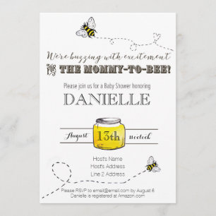 Invitation de baby shower d'abeille