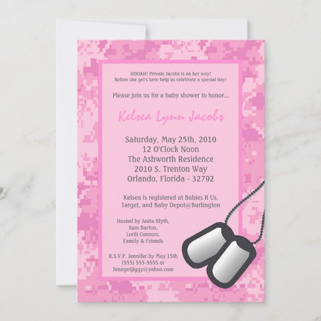 invitation de baby shower d'ACU Prin de Camo (Devant)