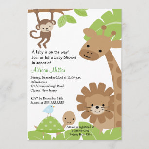 Invitation de baby shower d'Animails de bébé de