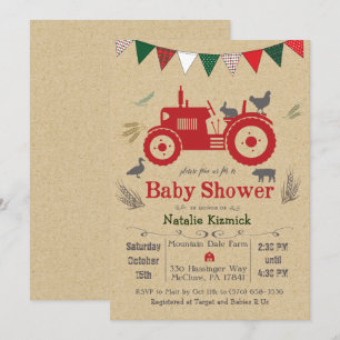 Invitation de Baby shower d'animal de ferme tracte