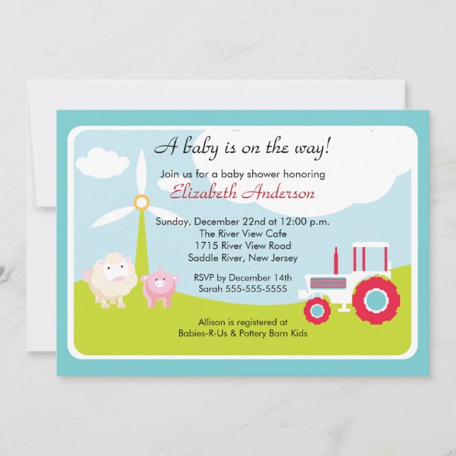 Invitation de baby shower d'animaux de bébé de (Devant)