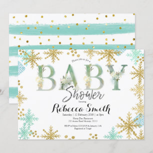 Invitation de Baby shower d'aquarelle verte à la m