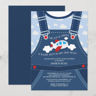 Invitation de Baby shower d'avion pour les survols