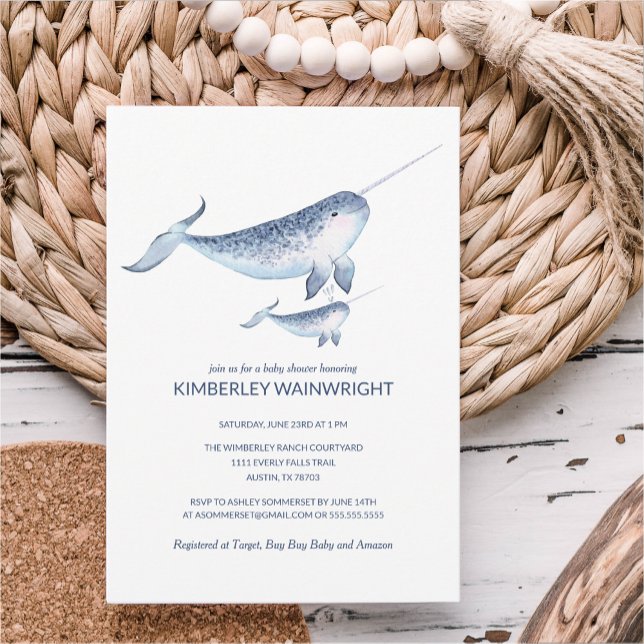 Invitation de Baby shower de baleine - Élégant Nau (Créateur téléchargé)