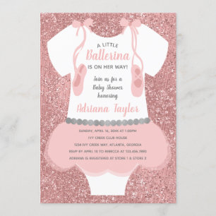 Invitation de baby shower de ballerine, rose