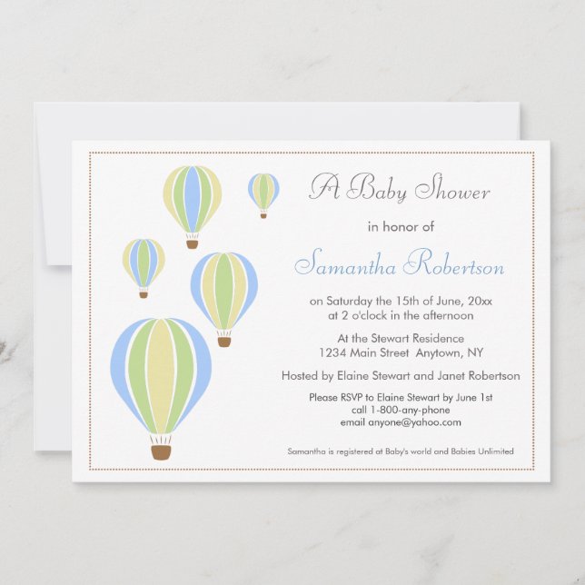 Invitation de baby shower de ballon (Devant)