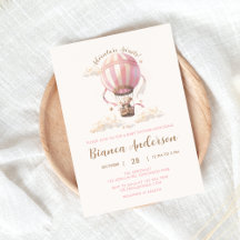 Invitation de Baby shower de ballon à air chaud ro