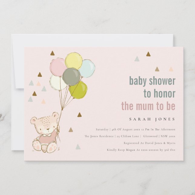 Invitation de Baby shower de ballon d'attente rapi (Devant)