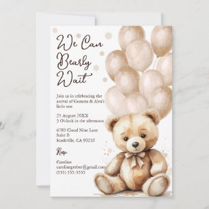 Invitation de Baby shower de ballon d'ours