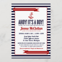 Invitation de Baby shower de bande et d'Ancres nau